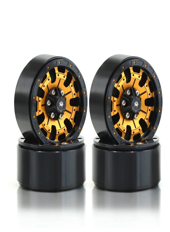 Chanmoo 1.9 RC Beadlock Wheels Rims With 12mm Hex 1.9 Inch Metal Wheel Hub For 1/10 RC Crawler Car SCX10 SCX10 II 90046 SCX10 III TRAXXAS TRX4 Axial Tamiya CC01 D90 1.9 RC Crawler Tires 4PCS (Gold) - Image 1